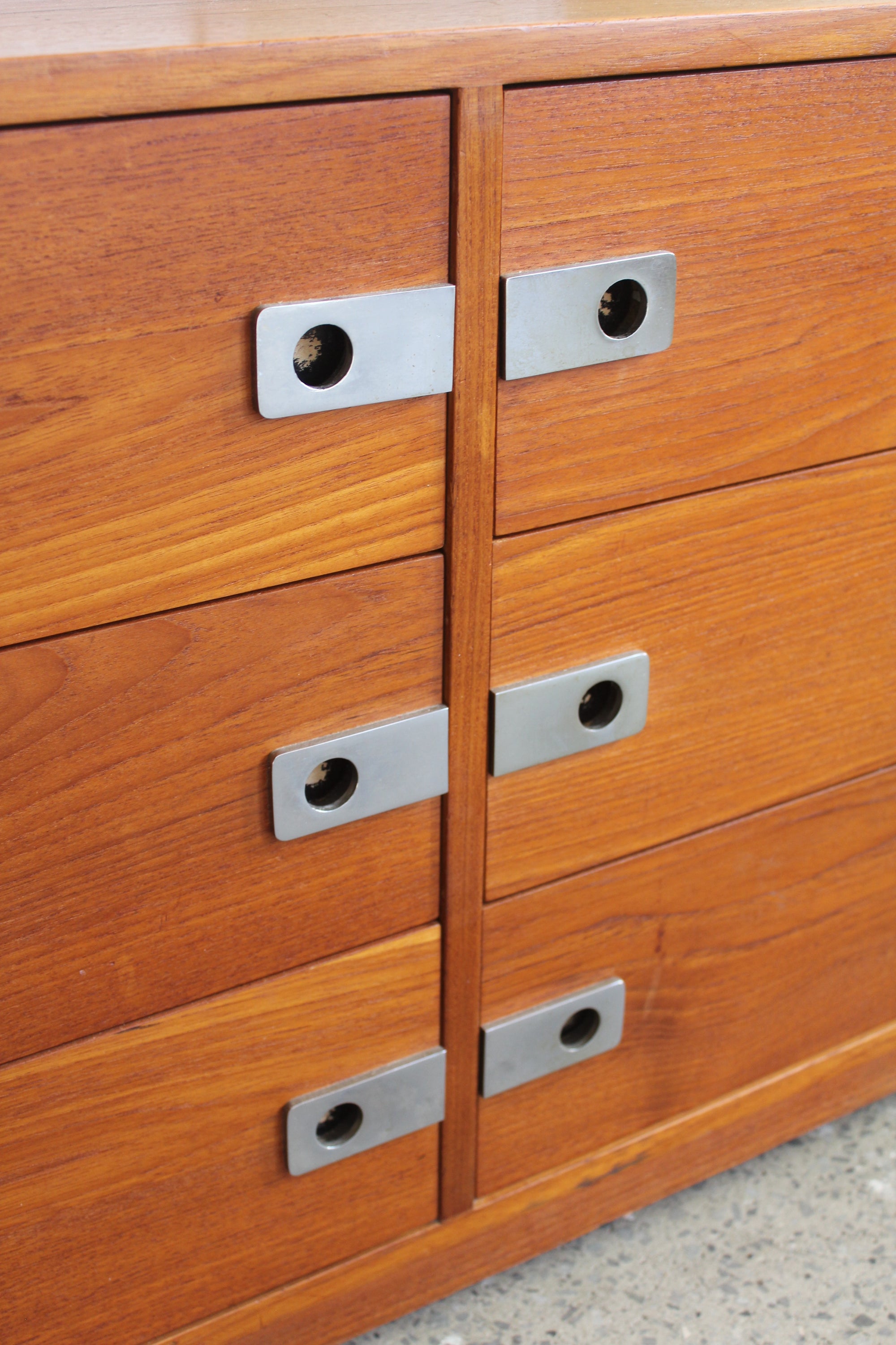 Teak and Chrome Lowboy Dresser