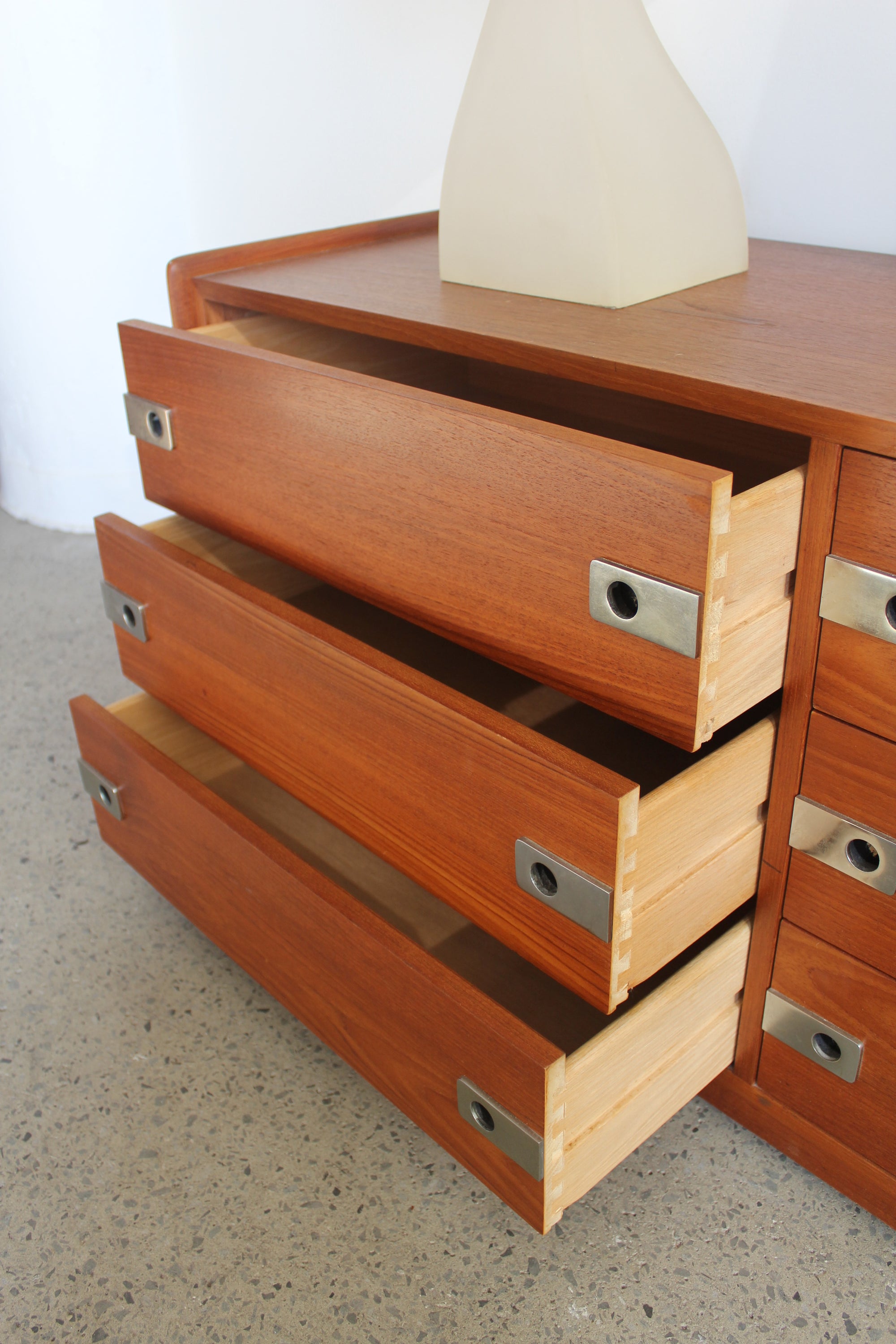 Teak and Chrome Lowboy Dresser