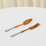 Teak Salad Servers with Sterling Handles