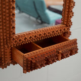 Tramp Art Wall Cabinet with Mirror
