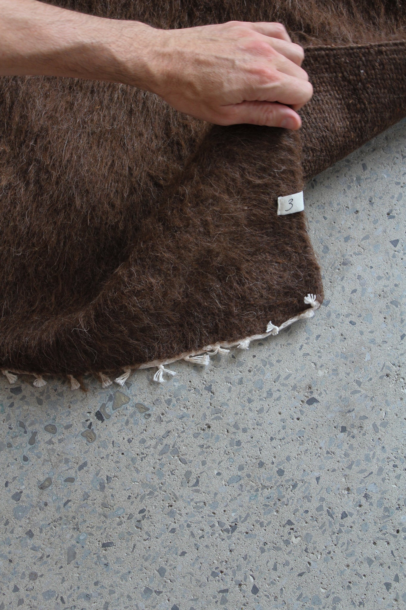 Turkish Flokati Rug in Chocolate Brown