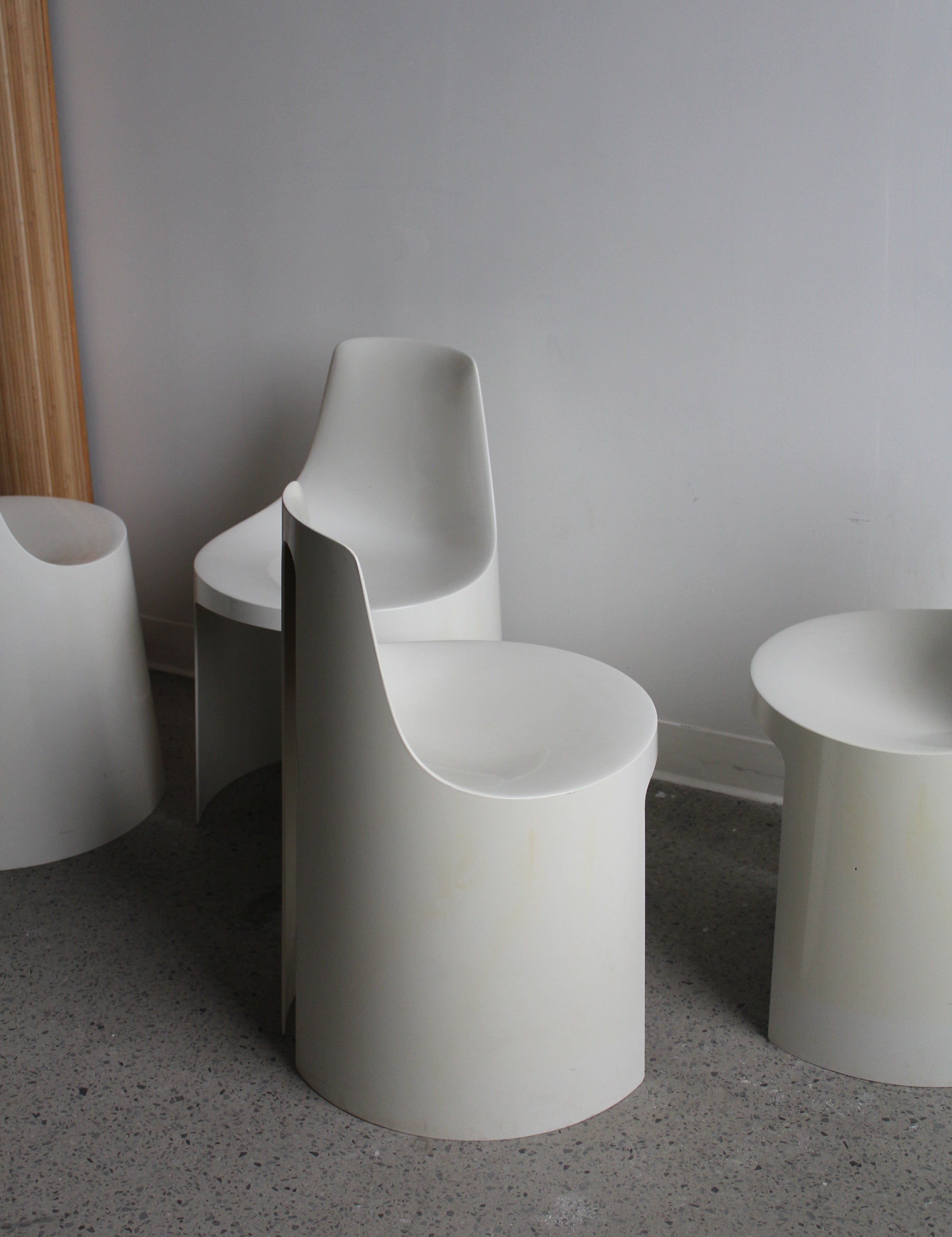 Set of 4 Cream Umbo Stacking Chairs by Kay Leroy Ruggles