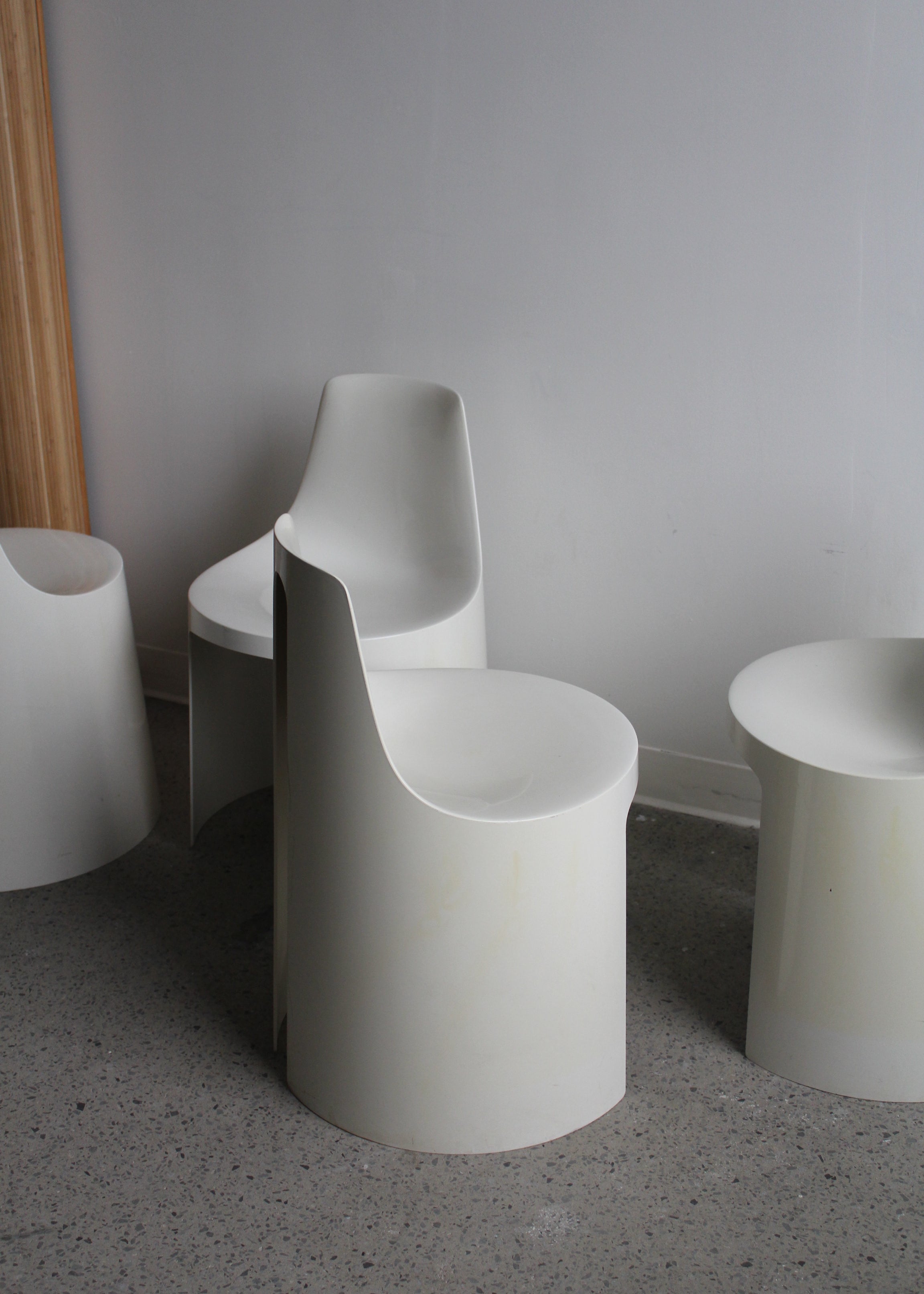 Set of 4 Cream Umbo Stacking Chairs by Kay Leroy Ruggles