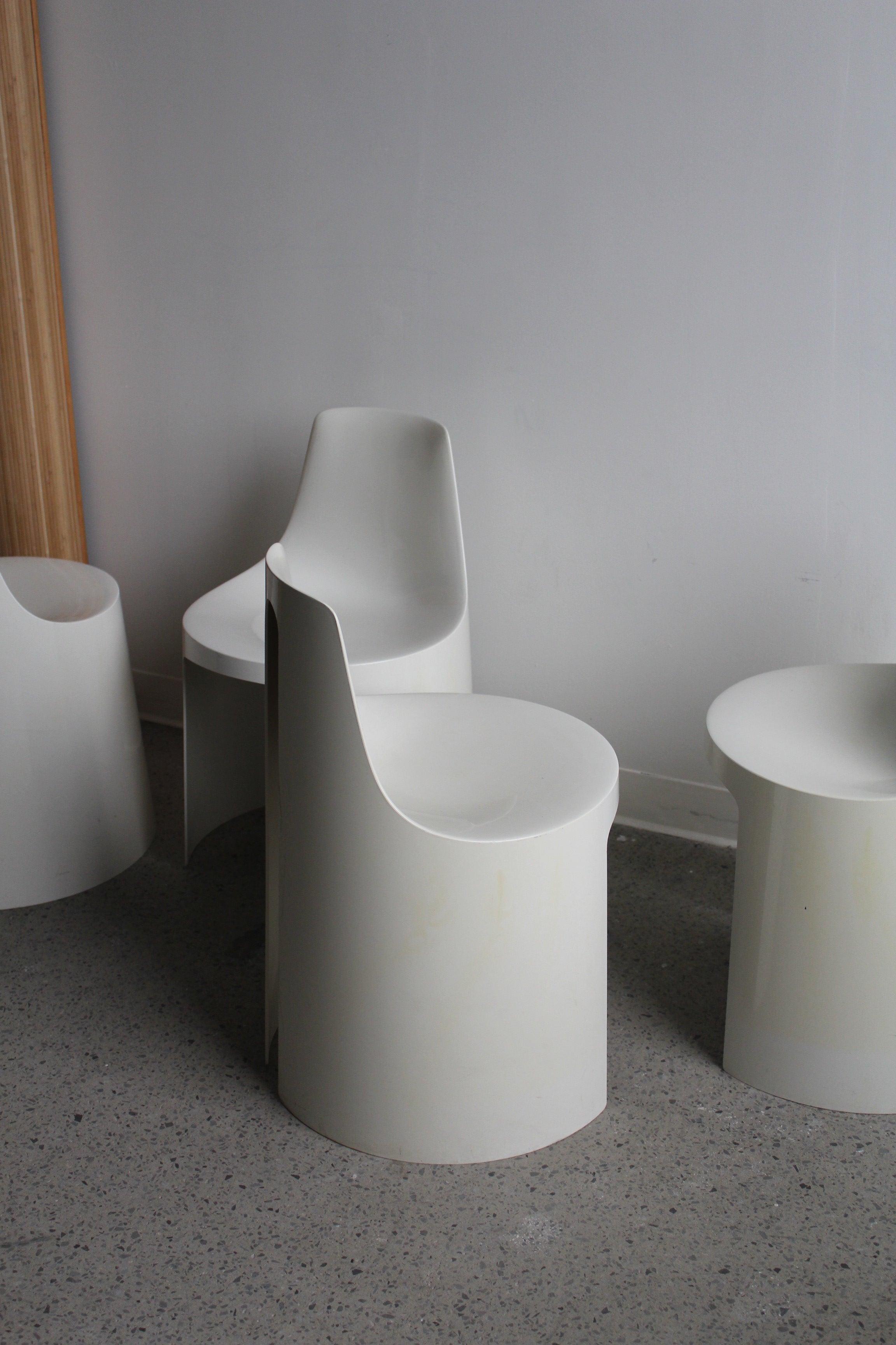 Set of 4 Cream Umbo Stacking Chairs by Kay Leroy Ruggles