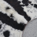 Vintage Speckled Cowhide Rug Tricolour Leather Trim