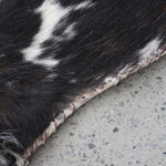 Vintage Speckled Cowhide Rug Tricolour Leather Trim