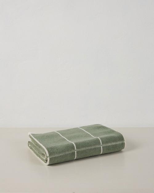 Bethell Bath Towel in Sage & Chalk by Baina
