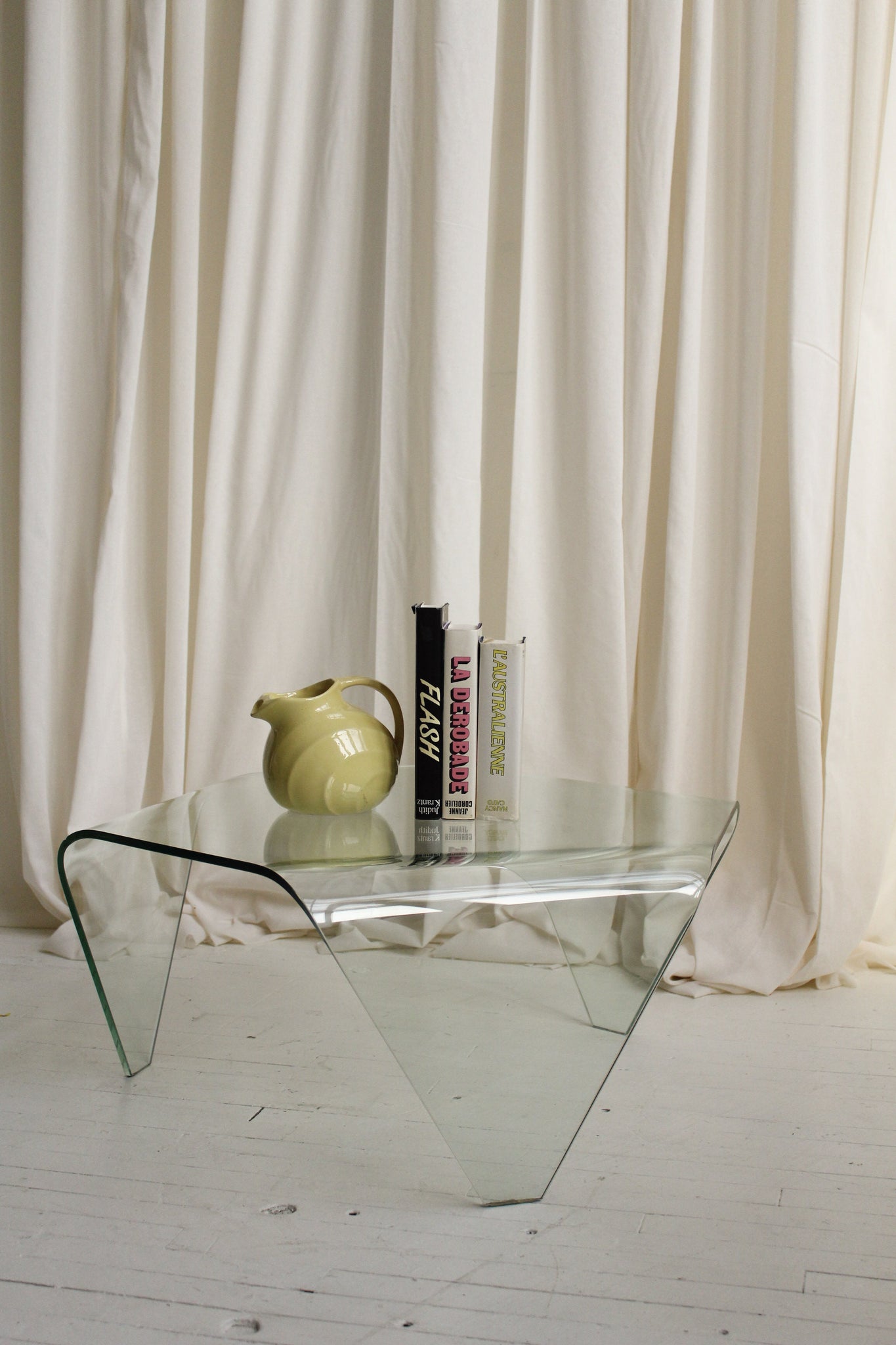 Tri Leg Bent Glass Coffee Table