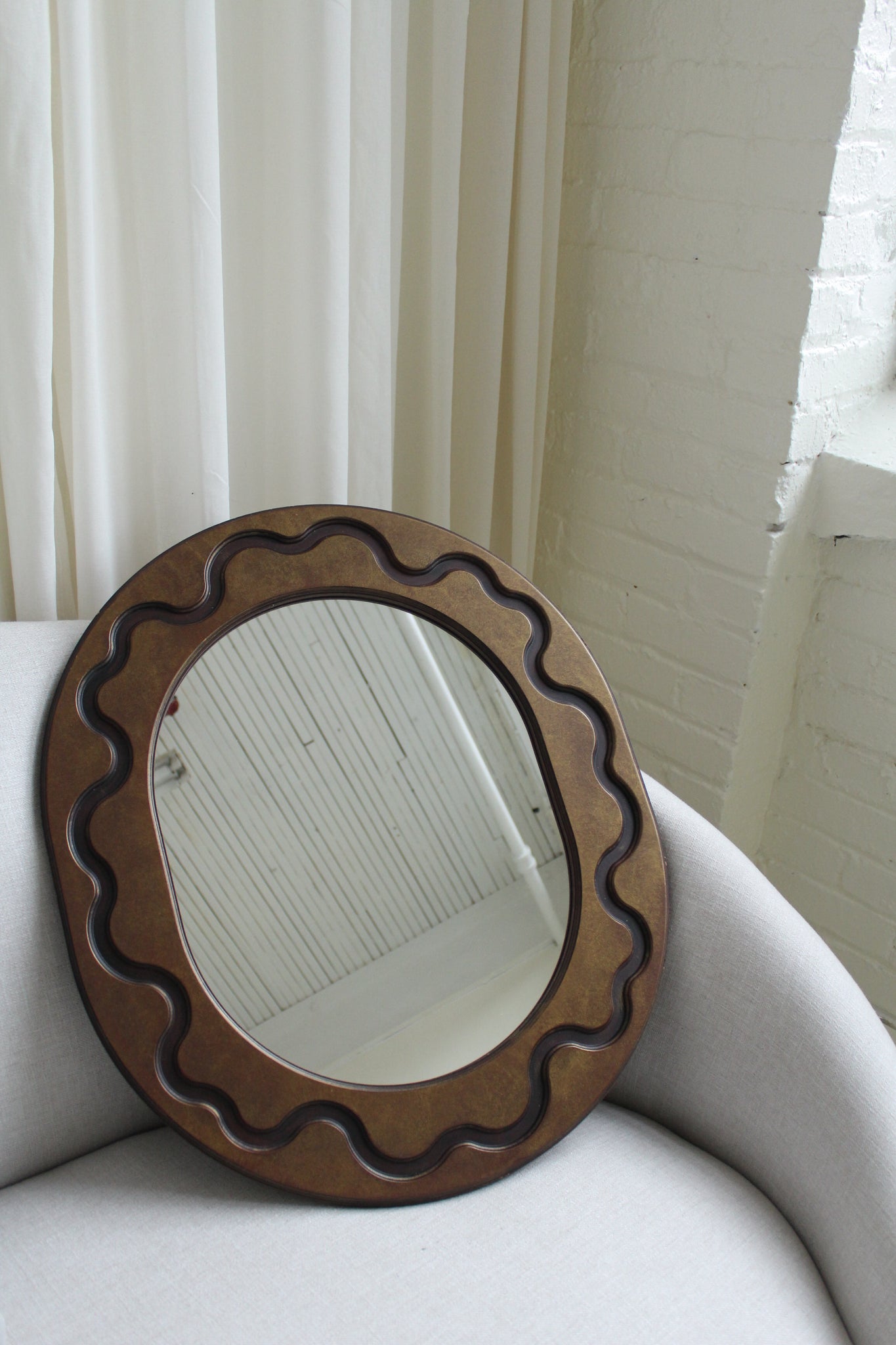Oval Wood Mirror