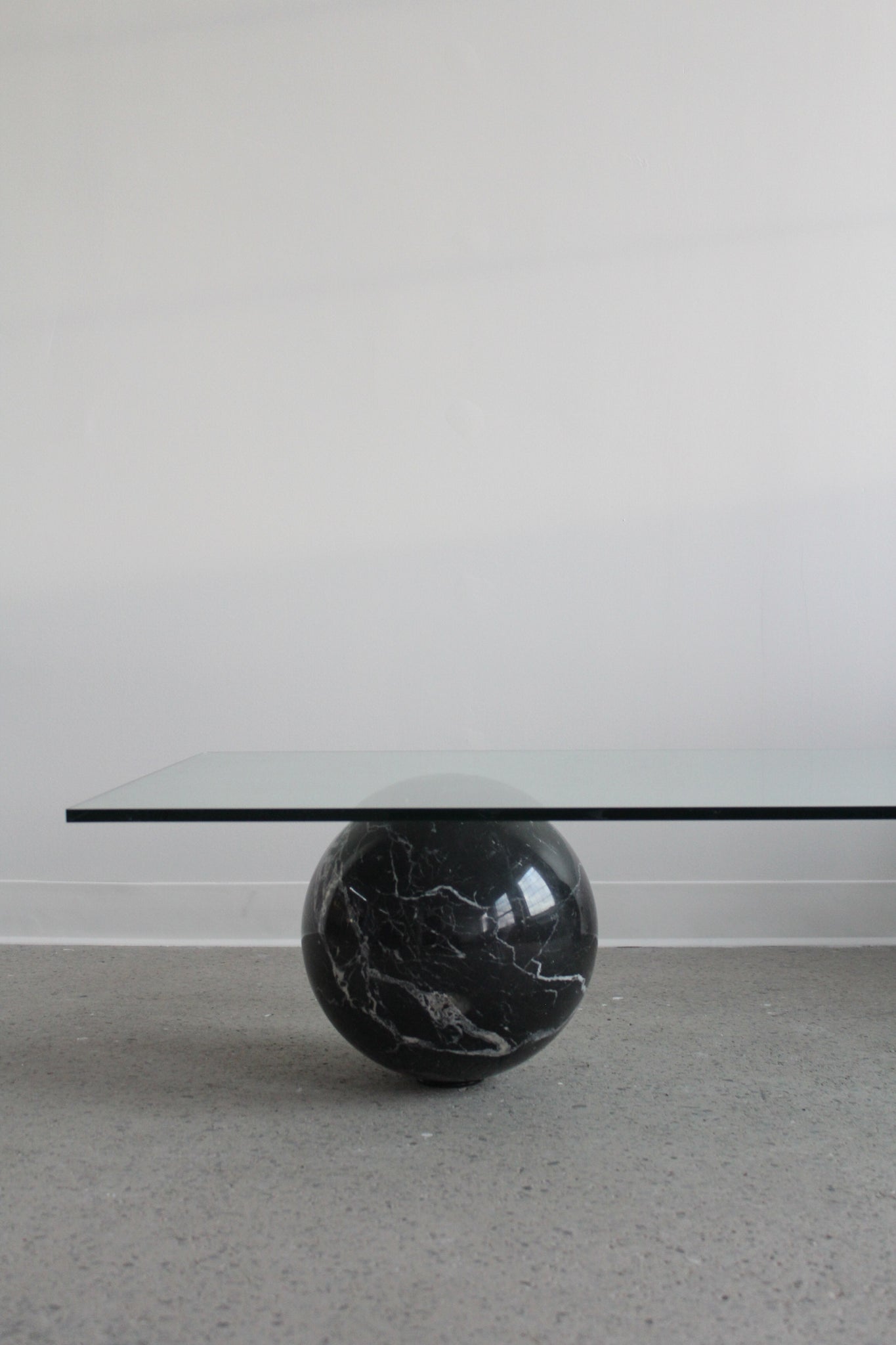 Curved Glass and Marble Coffee Table