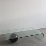 Table à café en verre courbé et marbre