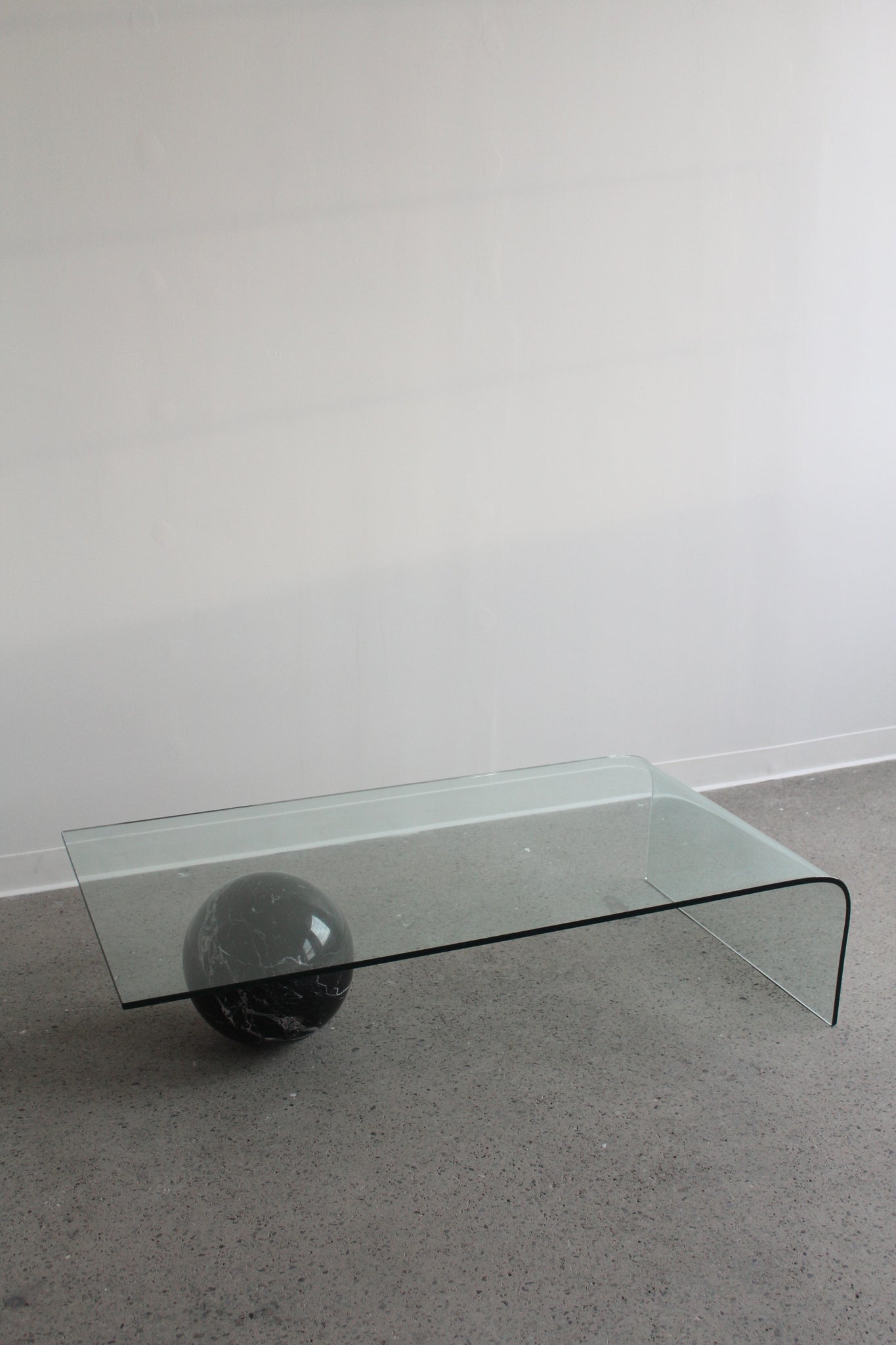 Curved Glass and Marble Coffee Table