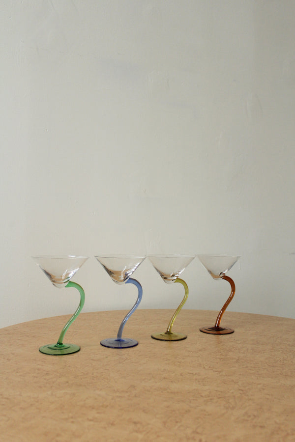 Curved Stem Martini Glasses