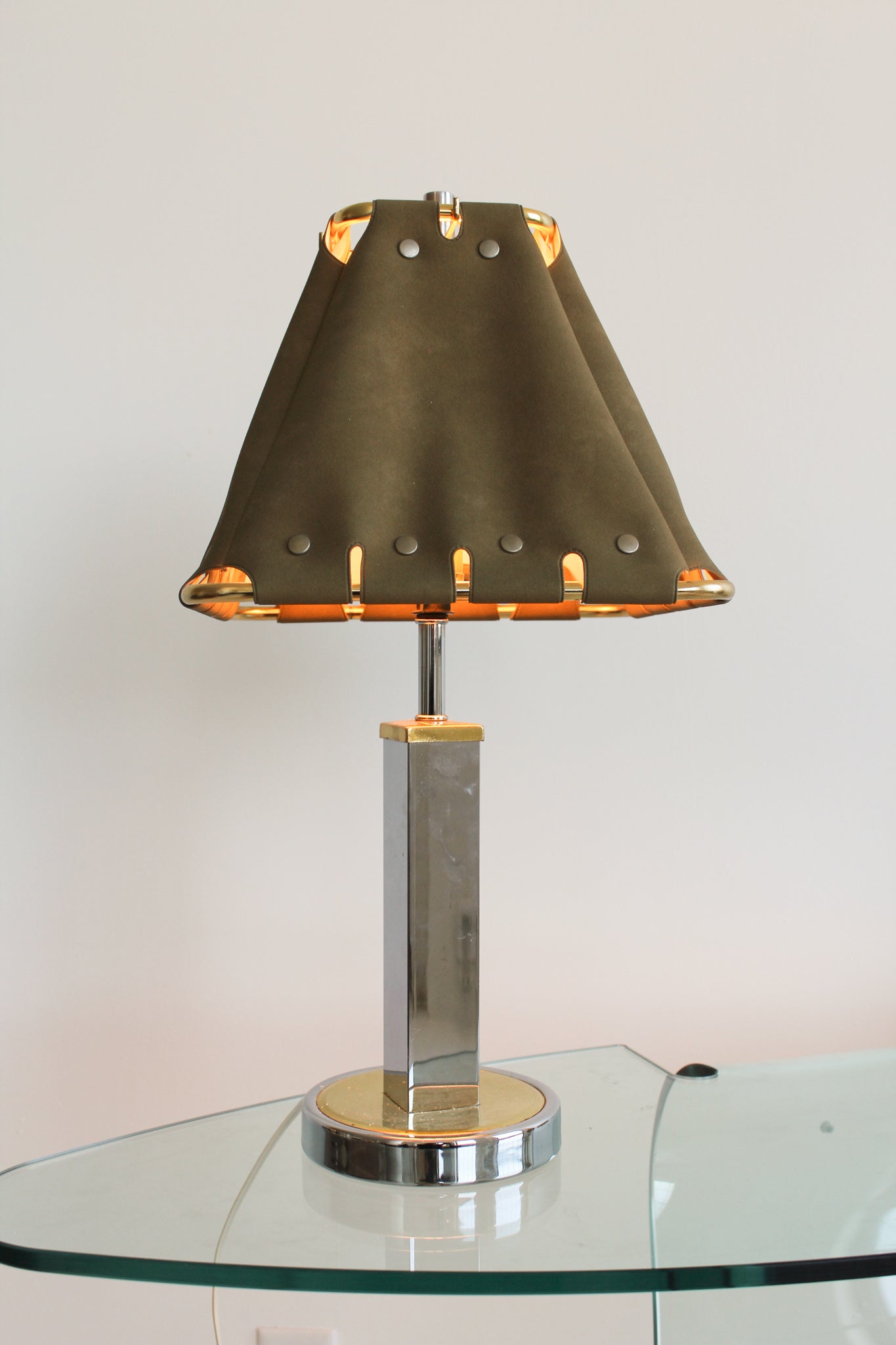 Suede and Chrome Table Lamp