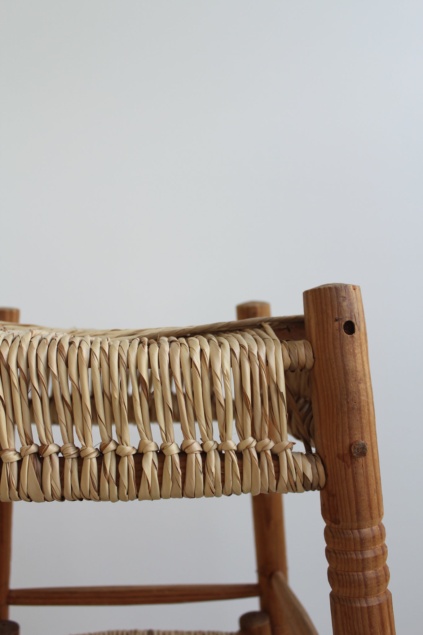 Straw and Wood Counter Stools