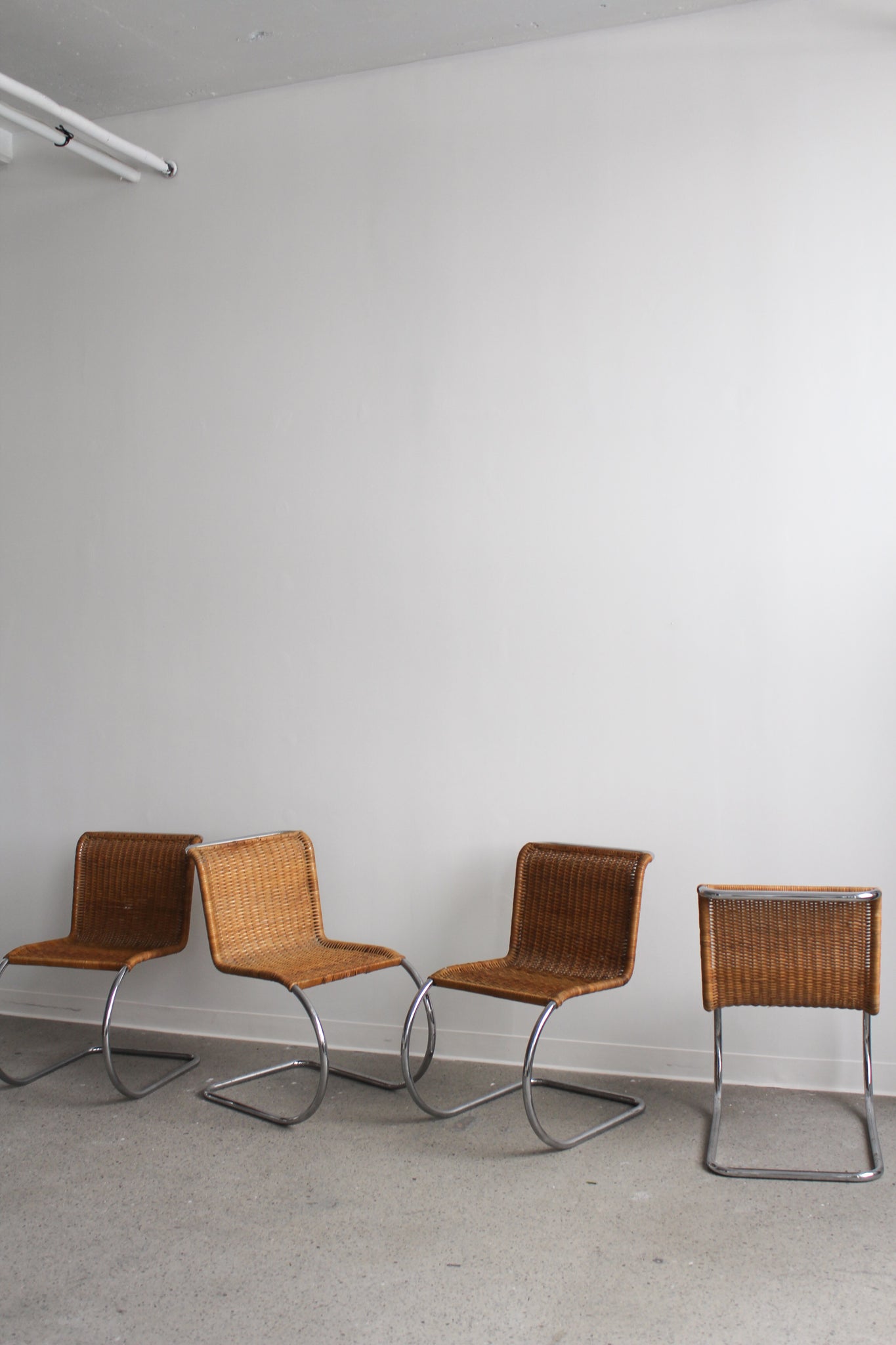 MR10 Woven Rattan Chairs by Mies Van Der Rohe