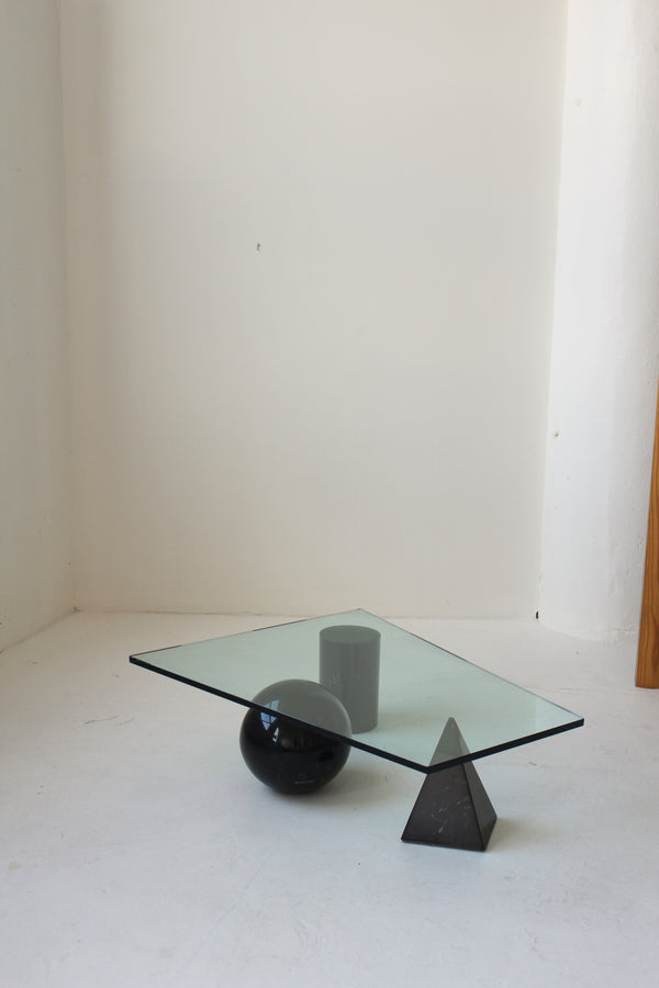 Glass Coffee Table with Sculptural Bases