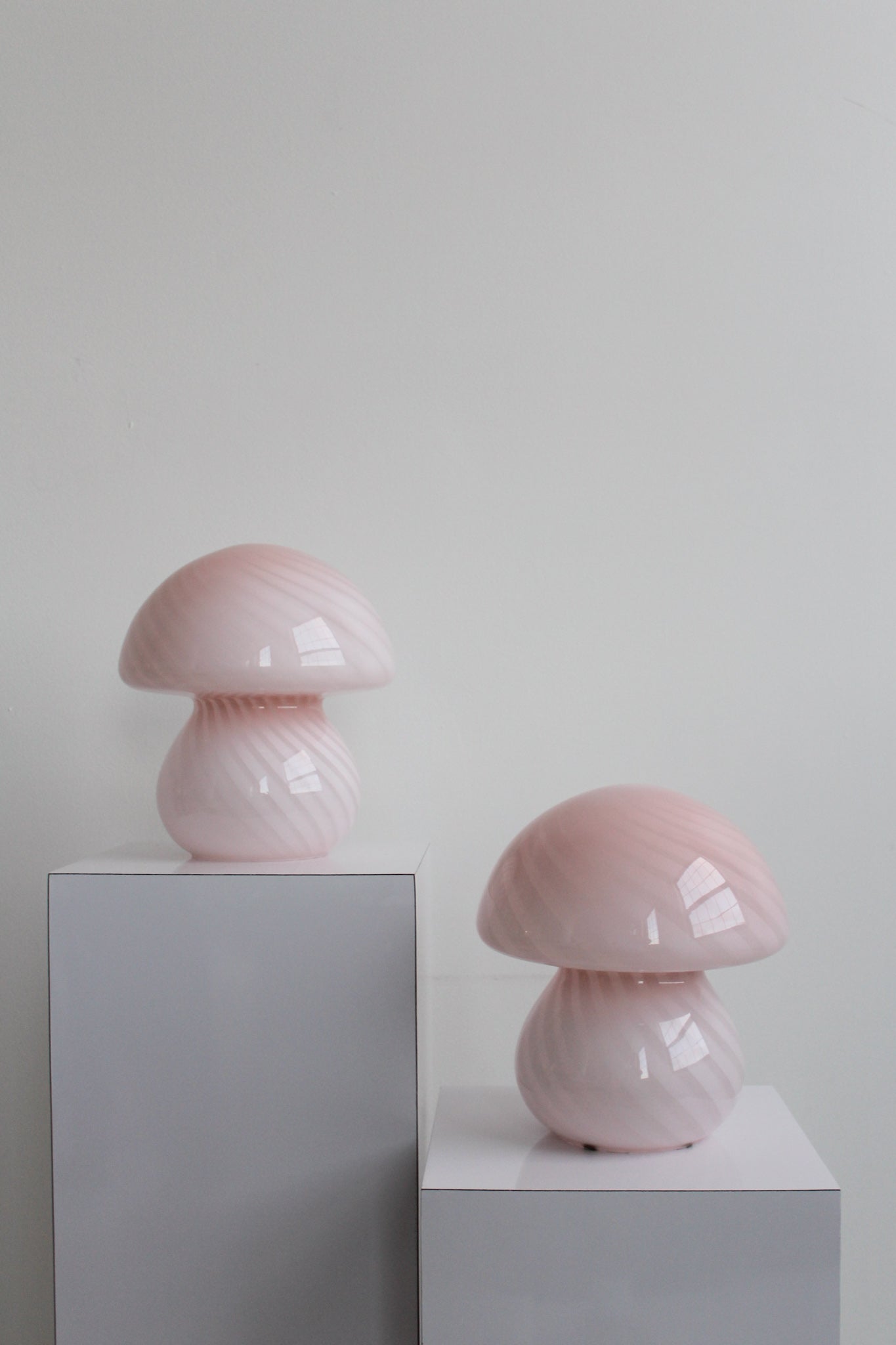 Murano Swirl Glass Mushroom Lamps