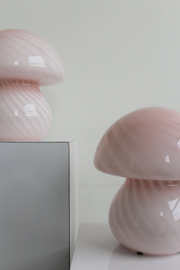 Murano Swirl Glass Mushroom Lamps