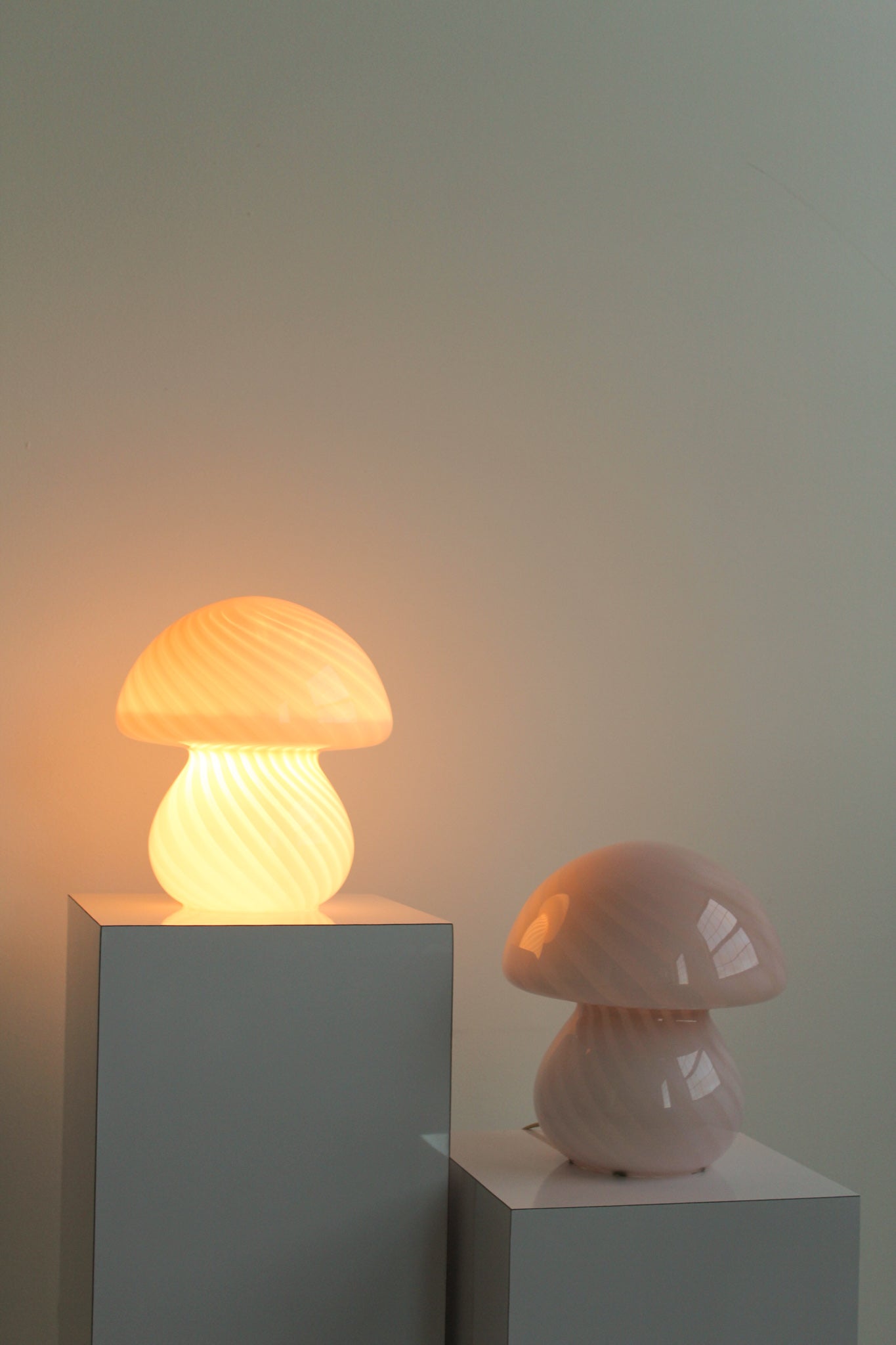 Murano Swirl Glass Mushroom Lamps