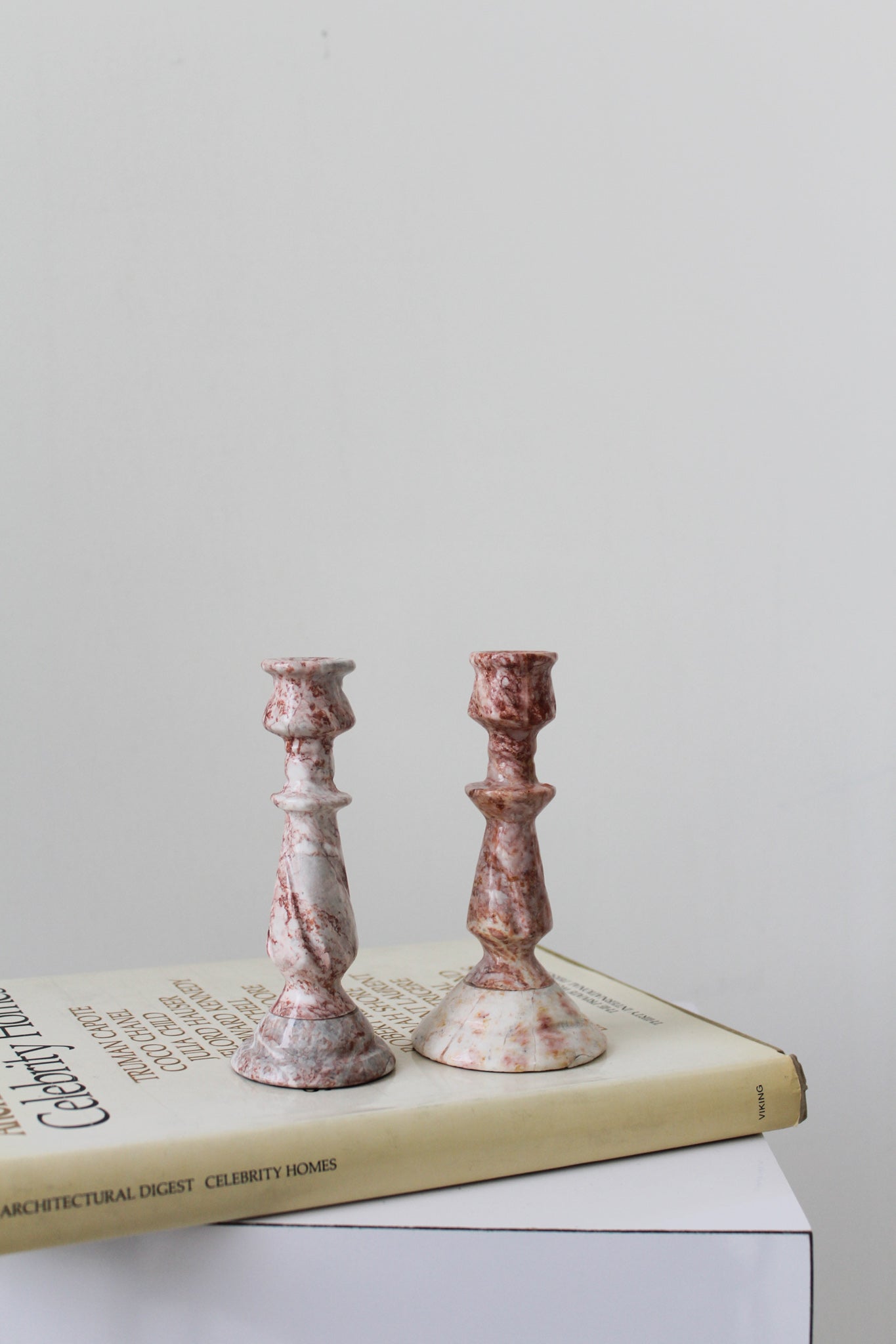 Pink Onyx Candlestick Holders