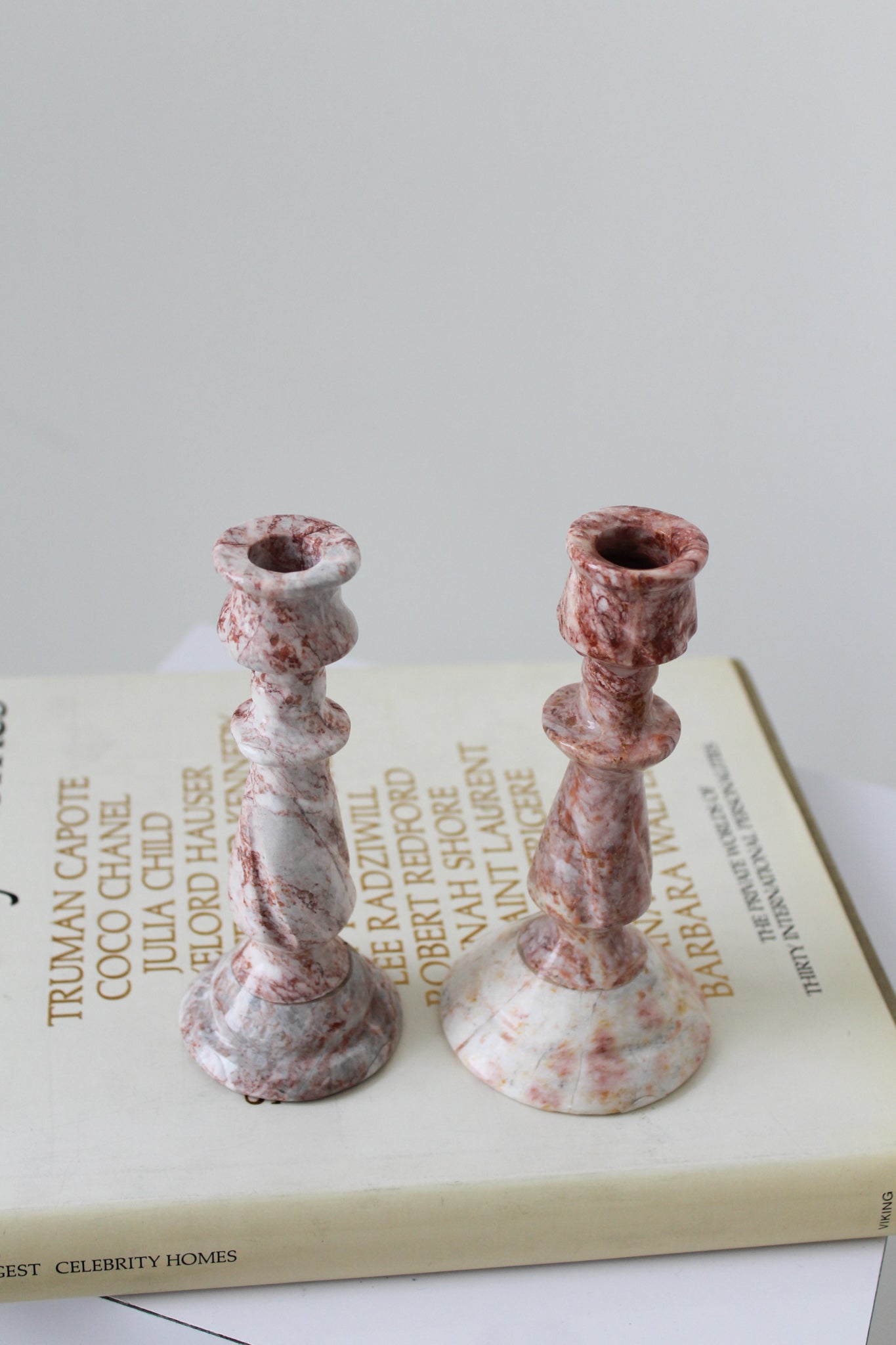 Pink Onyx Candlestick Holders
