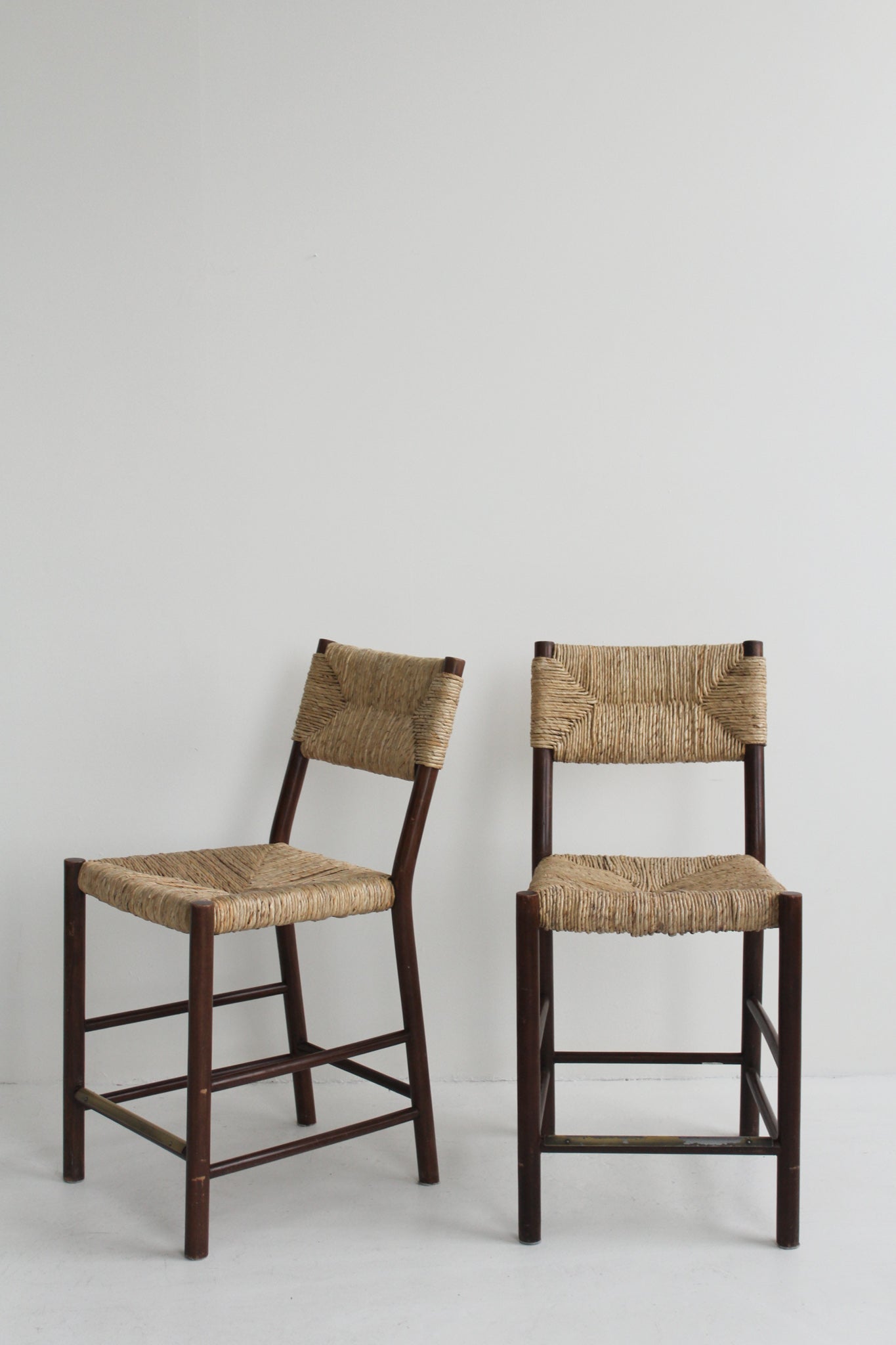 Rush and Wood Stools