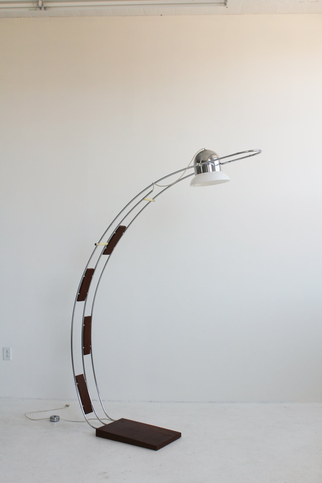 Teak and Chrome Arc Lamp