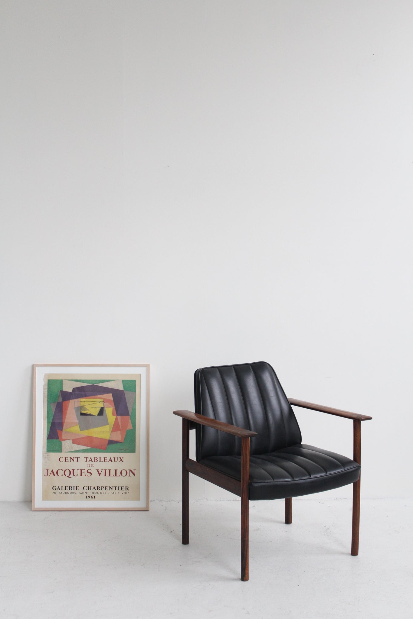 Leather and Rosewood Armchair by Sven Ivar Dysthe for Dokka Mobler
